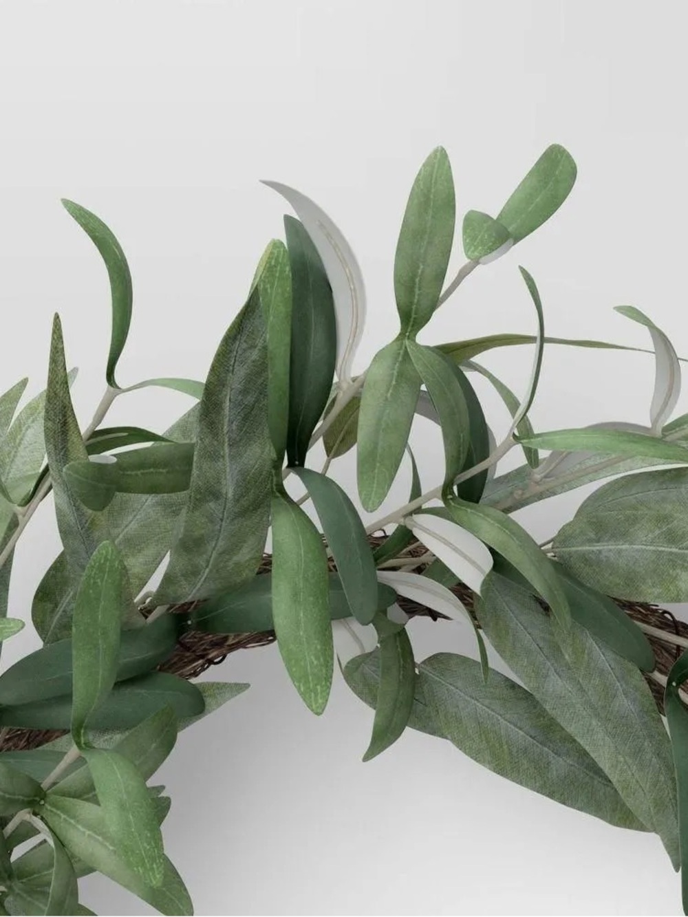 26” Faux Olive Leaf/Eucalyptus Green Wreath - Threshold - Picture 5 of 8